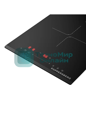 Индукционная варочная панель Kuppersberg ICI 306, High-Tech, индукция, 30 см, 2 зоны нагрева, 9 уровней мощности, inverter, таймер, пауза, Booster, слайдерное управление, черный
