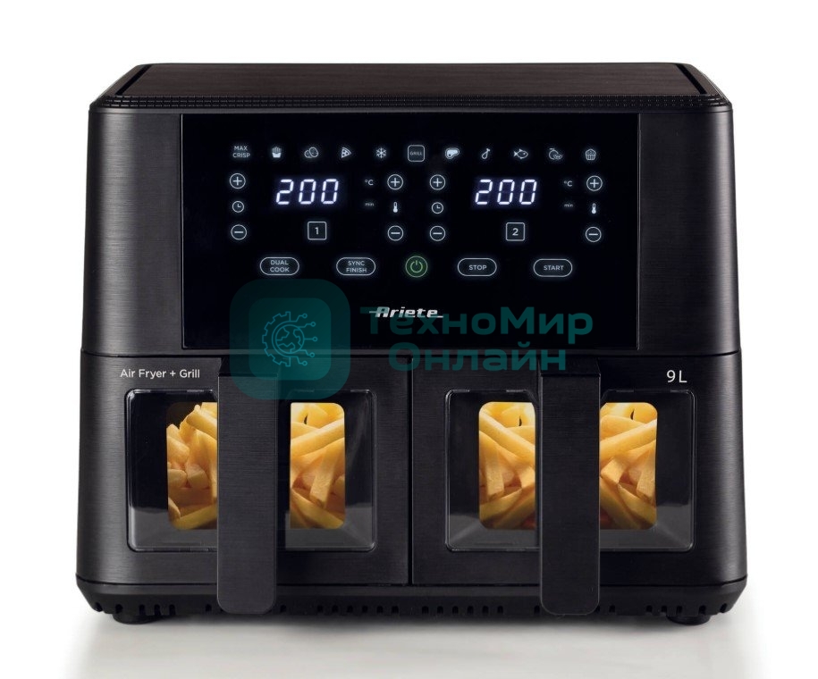 Аэрофритюрница Ariete 4631/00 черный, 2400 Вт, 9 л, сенсор, 11 программ