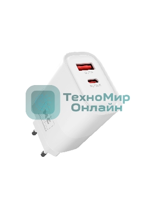 Сетевое зарядное устройство MORE CHOICE (4620202555595) NC82 1USB+1Type-C 3.0A PD 35W+QC3.0, белый