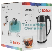 Чайник электрический Bosch TWK3P420 1.7 л, 2400 Вт, черный (корпус: нержавеющая сталь)