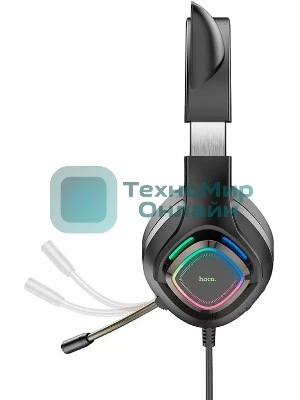 Гарнитура HOCO W107 Cute Cat чёрный, проводная, подсветка