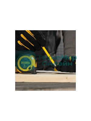 Рулетка Denzel 5м х 25мм, двухкомп. корпус, кнопка-пауза