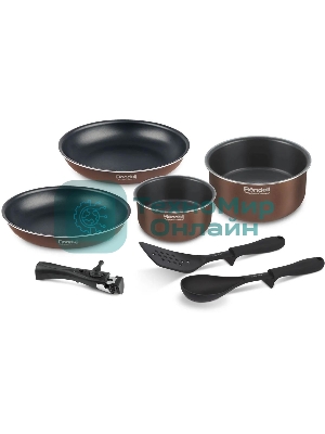 Набор посуды Rondell Kortado7 предм. (сковорода 26х5,5, сковорода 28х5,5, ковш 16х8, кастрюля 20х9,5, съемная ручка