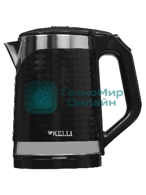 Чайник электрический Kelli KL-1372B 1.8 л, нержавейка+пластик, черный (12)