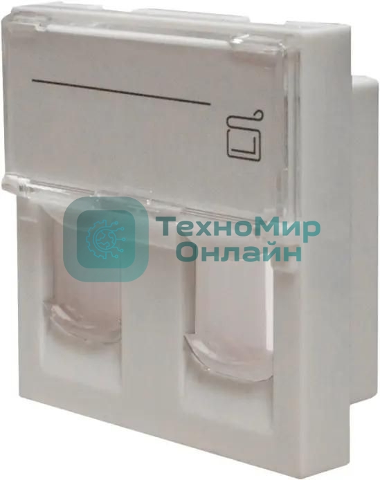 Панель Suprlan 10-0302-1, лицевая со шторкой 45x45, 2xKeystone ABS пластик, белый