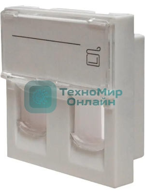 Панель Suprlan 10-0302-1, лицевая со шторкой 45x45, 2xKeystone ABS пластик, белый