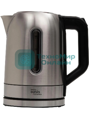 Чайник электрический Oasis K-5SWS стальной+черный 1,7л 2200Вт