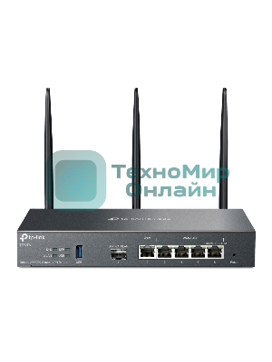 VPN-маршрутизатор TP-Link ER706W Omada с гигабитными портами и поддержкой Wi-Fi AX3000, 1 гиг. SFP WAN/LAN, 1 гиг. RJ45 WAN, 4 гиг. RJ45 WAN/LAN, USB 3.0, до 574 М/с на 2,4 ГГц + до 2402 М/с