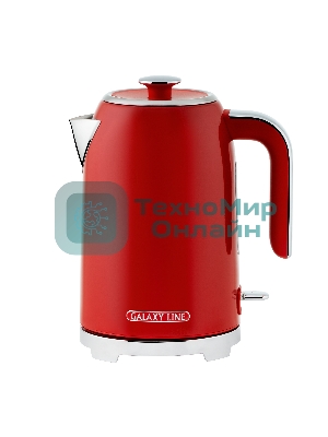 Чайник электрический Galaxy Line GL 0349 1.7 л, 2200 Вт, красный корпус: нерж.сталь (ГЛ0349Л)