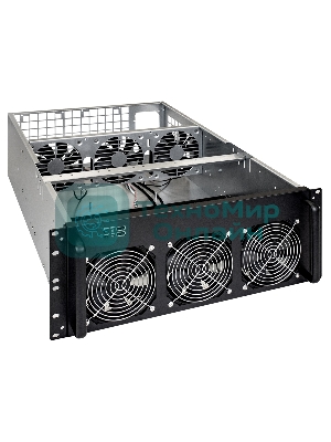 Корпус для майнинга ExeGate EX288960RUS Pro 8-650 без БП, 2*USB, 6*fan 120мм, места под: 8 видеокарт, 1 БП