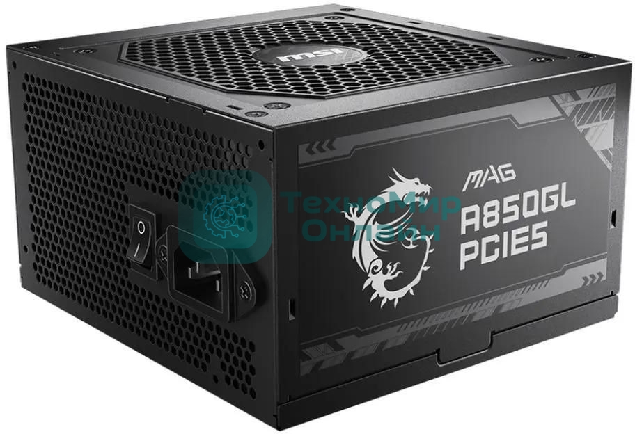 Блок питания MSI MAG A850GL PCIE5, 850W, 80 PLUS Gold, полностью модульный, ATX 3.0, PCIE5