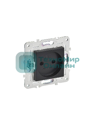 Розетка SKANDY 10А без заземл. без защ. шторок SK-R02Bl черный IEK SK-R10-10-K02
