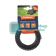 Леска PATRIOT D 2,4 мм L 12 м (скрученный квадрат, черный) 240-12-5, картонный подвес