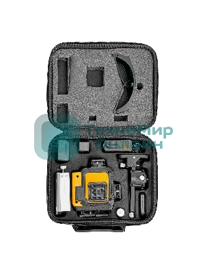 Лазерный уровень мультипризменный Denzel DLV-360-4C, 30 м, зеленый луч, Li-Ion 2,4 Aч, кейс