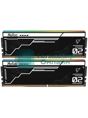 Оперативная память Netac Shadow II RGB, DDR5, 32GB (2x16GB), 6400 MHz, CL32, с радиатором, RGB, чёрный