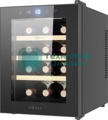Винный шкаф ZÜGEL ZTWF121B черный, 32 л, 1 отсек, 12 бут.шкаф ZÜGEL ZTWF121B, черный