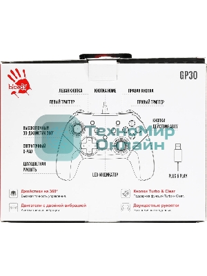 Геймпад A4Tech Bloody GP30 Sports черный/красный USB виброотдача обратная связь
