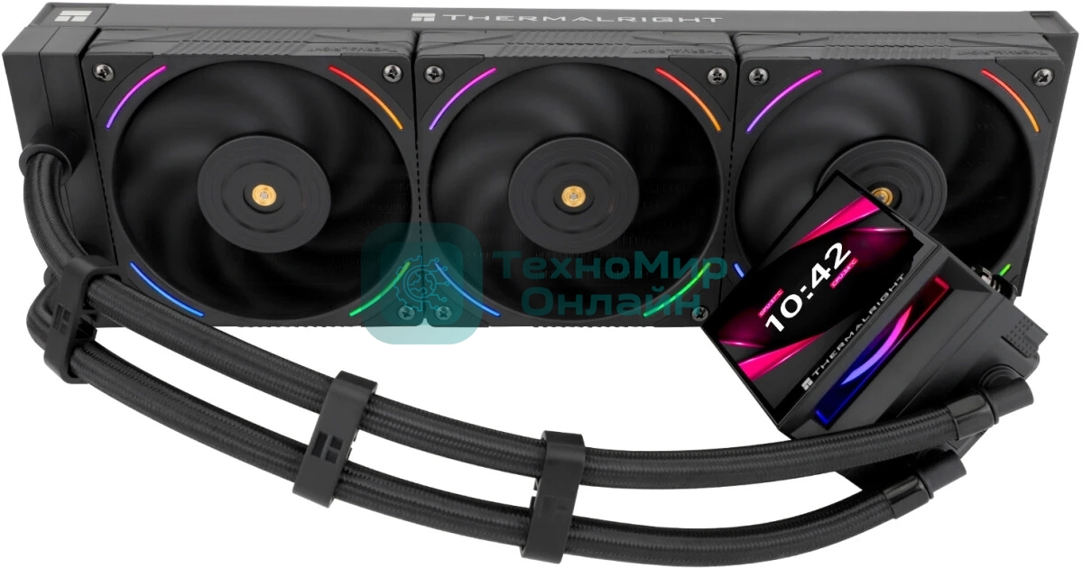 Водяное охлаждение для процессора Thermalright Hyper Vision 360 (360mm, LED, Black, ARGB/Fans: 3x120mm, 69CFM, 27dBA, 2150RPM/Pump height 68mm, 6400RPM, Rad thickness 27mm/S: 1700, 1200, 1851, 115X, 2011, 2066, AM5, AM4)