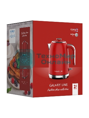Чайник электрический Galaxy Line GL 0349 1.7 л, 2200 Вт, красный корпус: нерж.сталь (ГЛ0349Л)