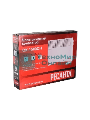 Конвектор электрический Ресанта ОК-1500СН белый, 1500 Вт, 15 м2, термостат