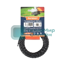 Леска PATRIOT D 2,4 мм L 12 м (скрученный квадрат, черный) 240-12-5, картонный подвес