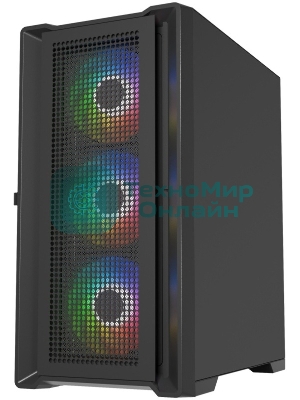 Компьютерный корпус Powercase Alisio Micro X4B V2, Tempered Glass, 4х 120мм ARGb fans, ARGb HUB, черный, mATX (CAMCXB-A4)