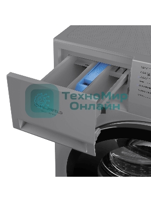 Стиральная машина Maunfeld MFWM148STSL02 серебристая, загрузка фронтальная 8кг, 1400 об/мин., класс: A+++