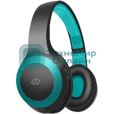 Беспроводные/проводные наушники Digma BT-15 черный/голубой, накладные, Bluetooth + проводной, складная конструкция, до 10 ч