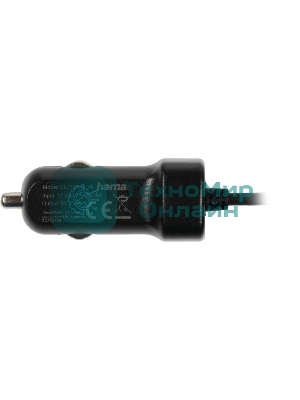 Автомобильное зарядное устройство Hama H-173618 3A PD универсальное черный