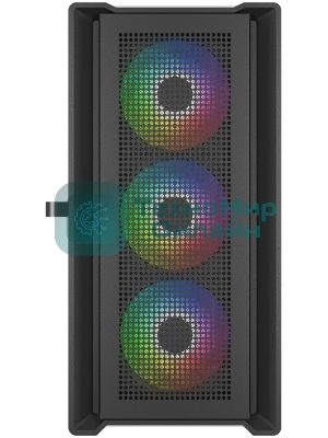 Компьютерный корпус Powercase Alisio Micro X4B V2, Tempered Glass, 4х 120мм ARGb fans, ARGb HUB, черный, mATX (CAMCXB-A4)