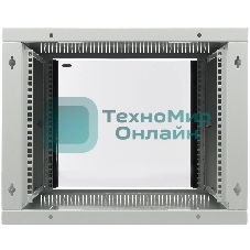 Шкаф настенный ЦМО ШРН-Э-9.650 9U 600x650мм пер.дв.стекл несъемные бок.пан. серый