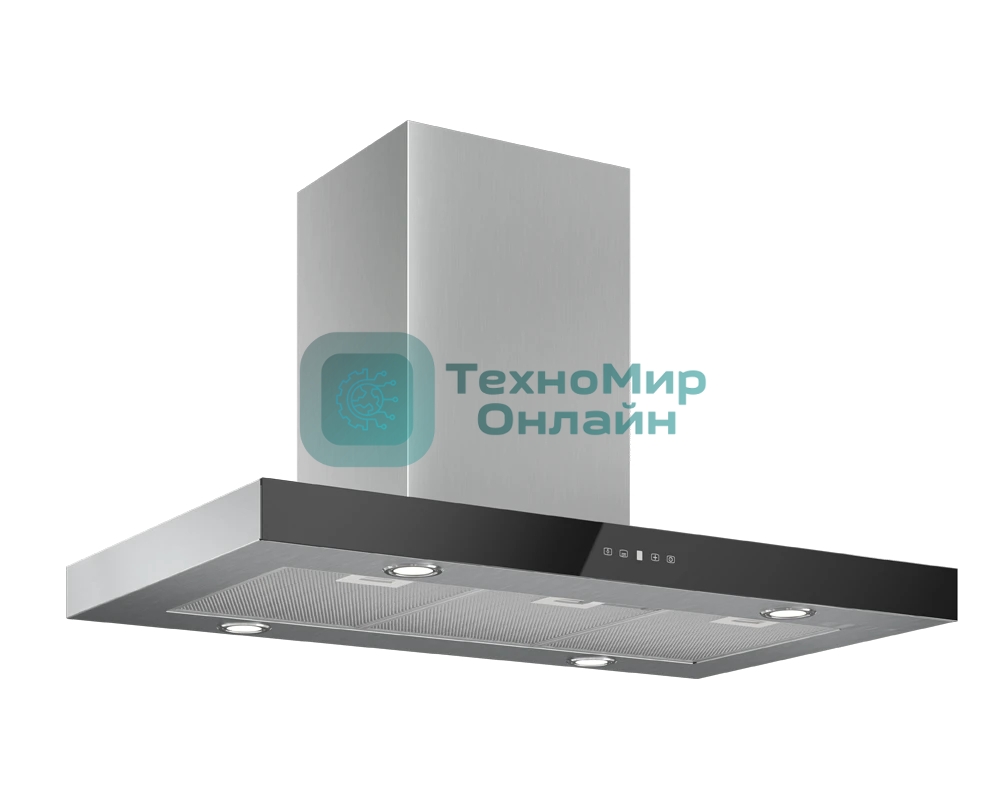 Вытяжка островная Elikor Агат Island 90Н-1000-Е4Д серебристый/черный, 90 см, 1000 м³/ч, 38 дБ