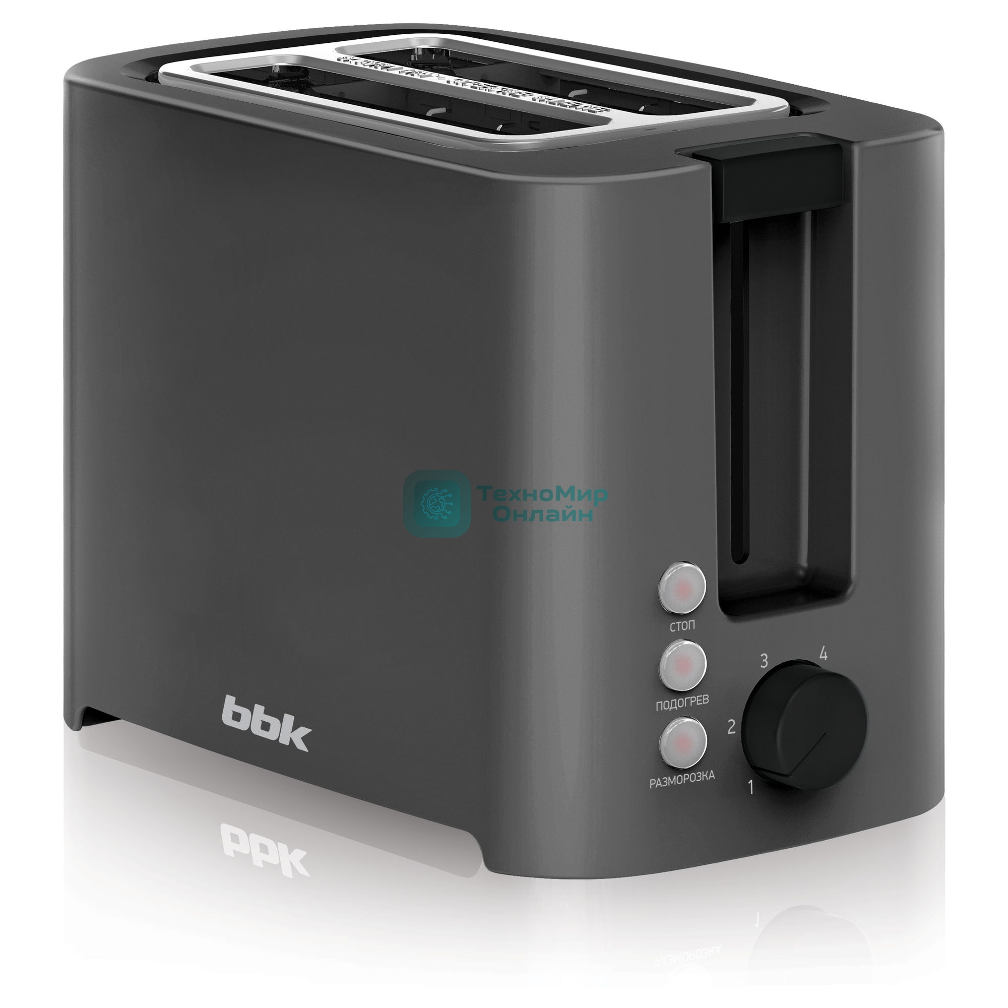 Тостер BBK TR81M темно-серый, 800 Вт, 2 слота
