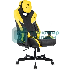 Кресло игровое Knight Thunder 5X черный/желтый эко.кожа крестов. металл
