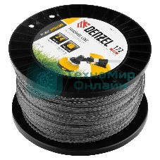 Леска для триммера Denzel двухкомпонентная, зубчатый квадрат, 2,4 мм х 172 м, на DIN кат. EXTRA CORD