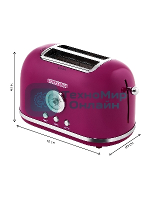 Тостер Galaxy Line GL 2916, малиновый джем, металл, 900 Вт, 6 степеней поджарки