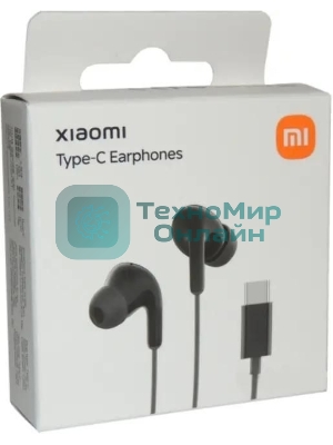 Проводные наушники Xiaomi Type-C Earphones черный, внутриканальные, USB Type-C