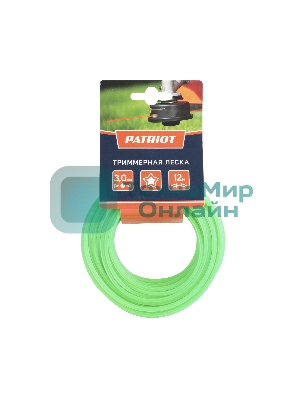 Леска PATRIOT D 3,0 мм L 12 м (звезда, зеленая) 300-12-3, картонный подвес