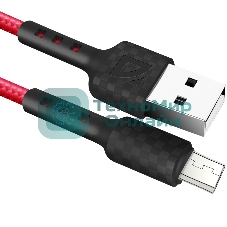 Кабель Defender F181, USB 2.0 (AM) - microUSB 2.0 (BM), 1 м, 2.4А, нейлоновая оплетка, красный.