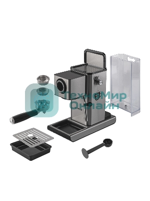 Кофеварка рожковая Endever Costa-1090 стальной, исп. кофе - молотый, 1,2 л, 1400 Вт, 15 бар