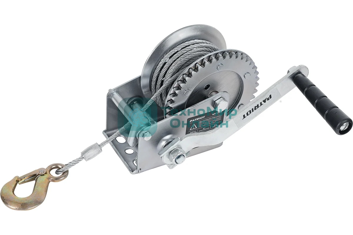 Лебедка ручная барабанная PATRIOT WH 540B, усилие - 540 кг, трос- 8 м