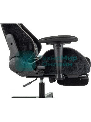 Кресло Zombie Drift/F черный/серый, экокожа, 120 кг, механизм качания, подставка для ног