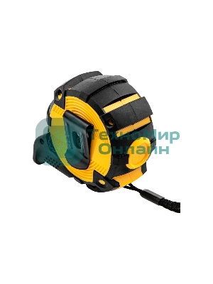 Рулетка Denzel 5м х 25мм, автоматич. фиксац., нейлон. покрытие, магнит. зацеп, двухстор. разметка