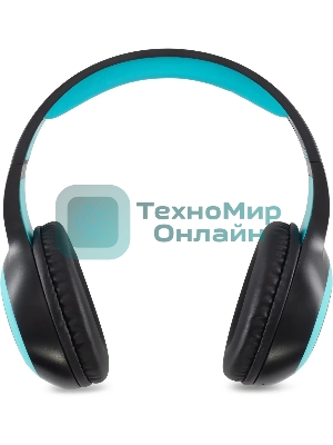 Беспроводные/проводные наушники Digma BT-15 черный/голубой, накладные, Bluetooth + проводной, складная конструкция, до 10 ч