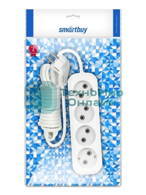 Удлинитель бытовой Smartbuy (SBE-10-4-05-N) 4 гнз х 5,0 м (10А/2.2кВт, ПВС 2х1.0)