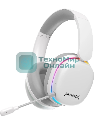 Гарнитура Marvo HG9070W Monka Echo RS белый, беспроводная + проводная, радиоканал, до 10 ч, подсветка, совместимость с PS5, Xbox