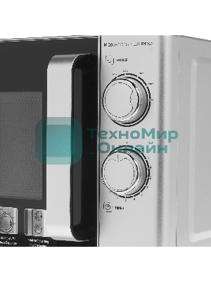 Микроволновая печь CASO M 20 Ecostyle Pro серебристый/черный, 20 л, 800 Вт, переключатели - поворотный механизм
