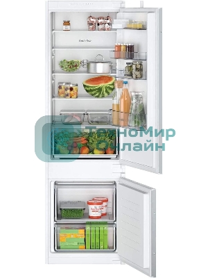 Встраиваемый холодильник Bosch Serie 2 KIV87NSE0 белый, 2-хкамерн., 200/70 л., морозилка снизу, капельное размораживание