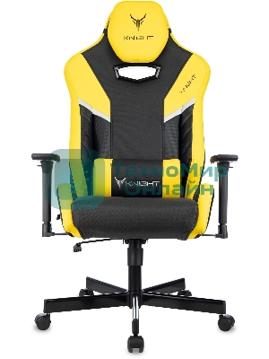 Кресло игровое Knight Thunder 5X черный/желтый эко.кожа крестов. металл