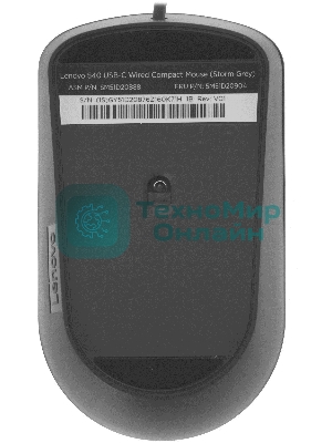 Мышь проводная Lenovo 540 темно-серый, 2400 dpi, USB-C, кнопки - 4